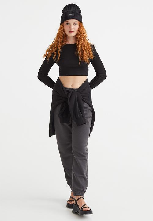 H&M - Ribbed cropped top - black
