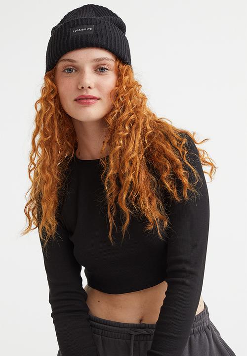 H&M - Ribbed cropped top - black
