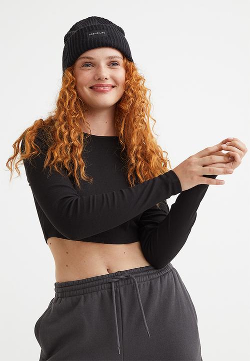 H&M - Ribbed cropped top - black