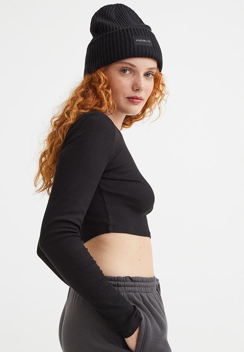 H&M - Ribbed cropped top - black
