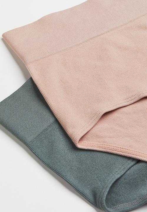H&M - H&m+ 2-pack seamless bikini briefs - grey/powder pink