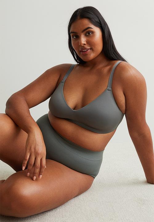 H&M - H&m+ 2-pack seamless bikini briefs - grey/powder pink