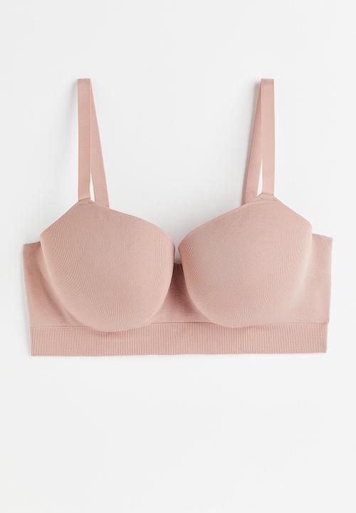 H&M - H&m+ padded jersey bra - pink