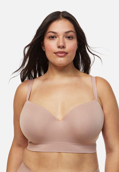 H&M - H&m+ padded jersey bra - pink