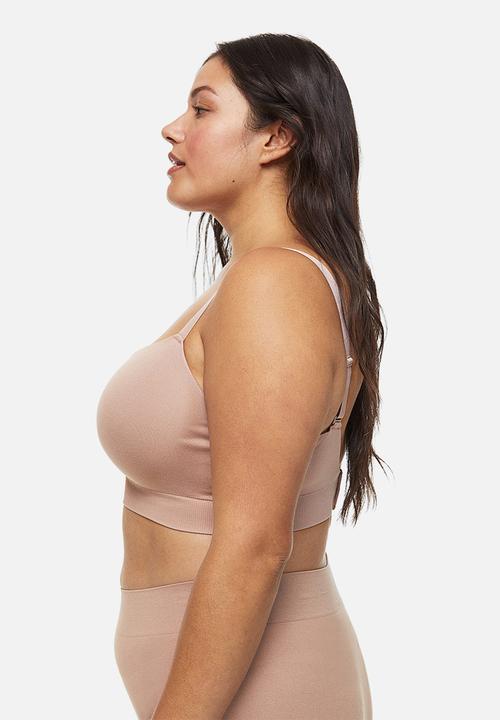H&M - H&m+ padded jersey bra - pink