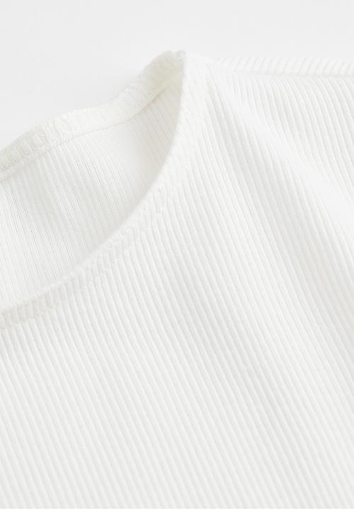 H&M - Ribbed cropped top - white