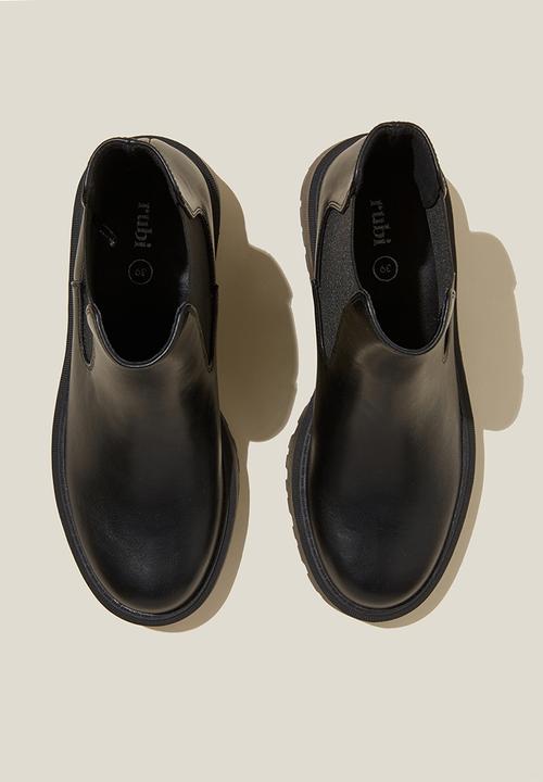 Cotton On - Parker combat gusset boot - black smooth