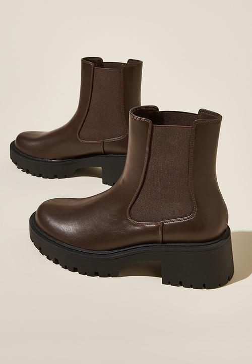 Cotton On - Parker combat gusset boot - brown