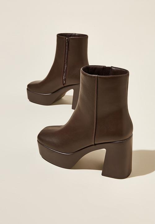 Cotton On - Hanna platform ankle boot - brown