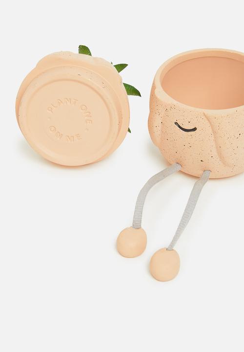 Typo - Stashed away mini planter - light peach face rope legs