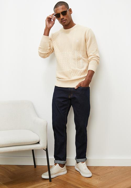 Lark & Crosse - Regular fit cable knit - oatmeal