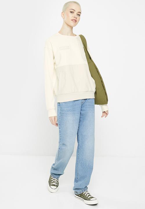Converse - Utility brushed back fleece crew pullover - egret