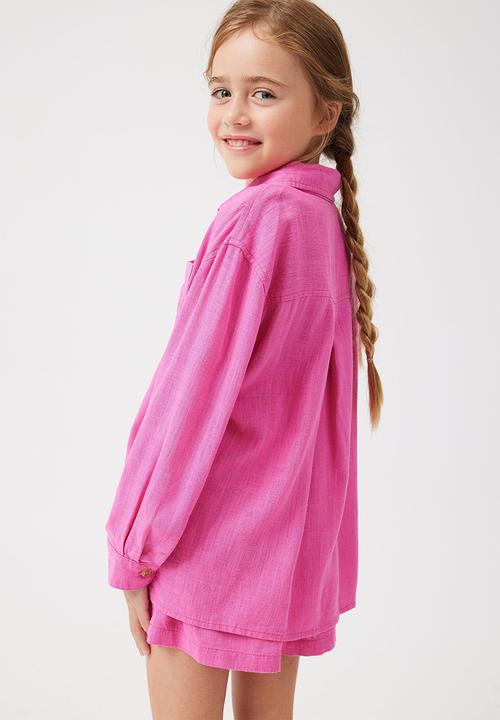 Cotton On - Lola long sleeve shirt - raspberry pink