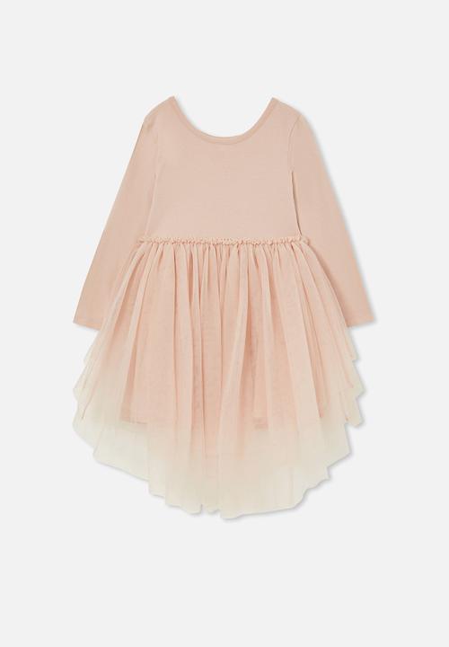 Cotton On - Iris long sleeve dress - dusty pink/butterfly daydream