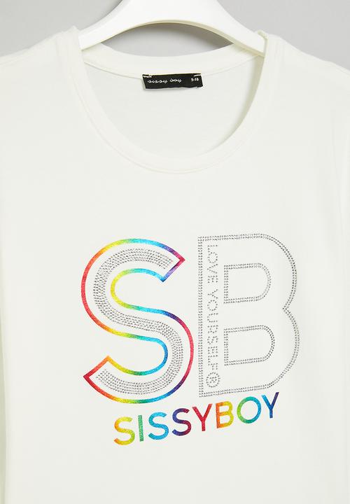 SISSY BOY - Come sun or rain: regular fit top with long sleeves - white