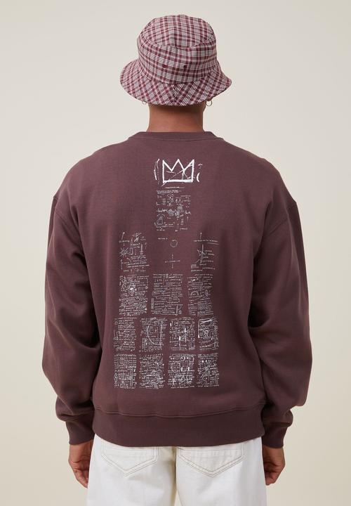 Cotton On - Basquiat oversized crew sweater - lcn bsq woodchip/sketch book