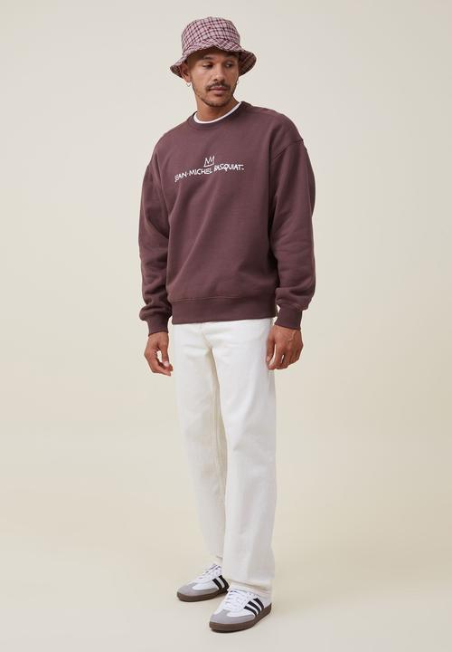 Cotton On - Basquiat oversized crew sweater - lcn bsq woodchip/sketch book