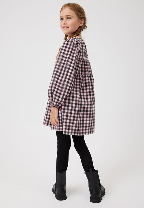 Cotton On - Mila long sleeve dress - marshmallow gingham