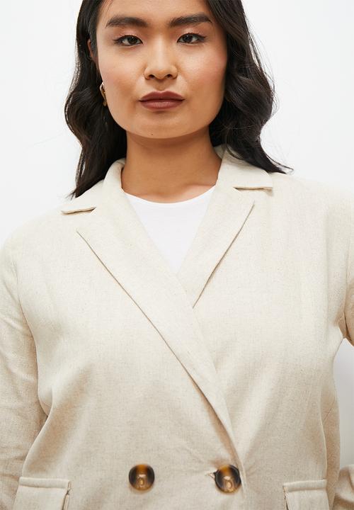 edit - Linen longline blazer - oatmeal