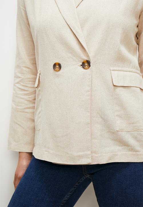 edit - Linen longline blazer - oatmeal