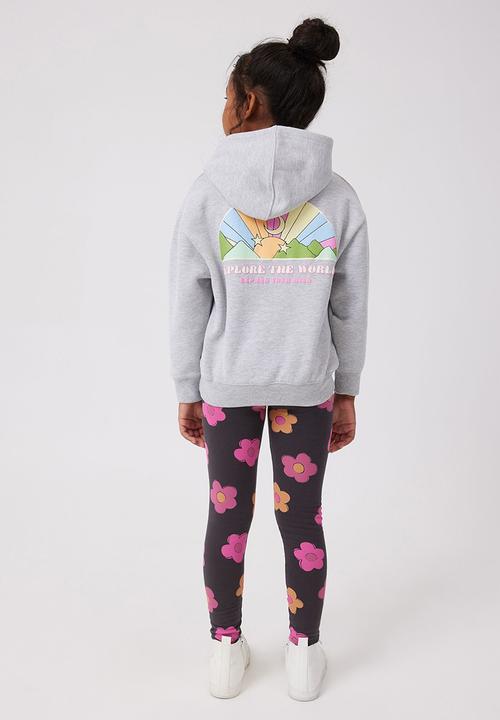 Cotton On - Emerson slouch hoodie - grey marle/rainbow