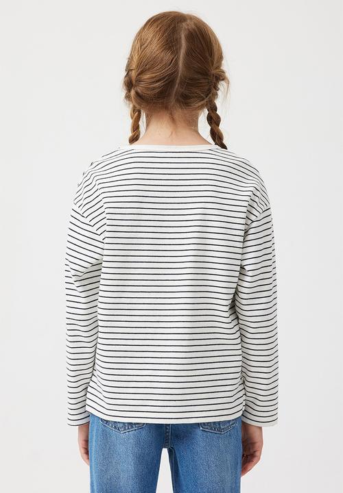 Cotton On - Piper long sleeve tee - vanilla & navy blazer stripe