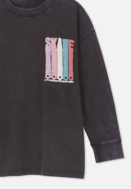 Cotton On - Scout long sleeve tee - phantom & skate