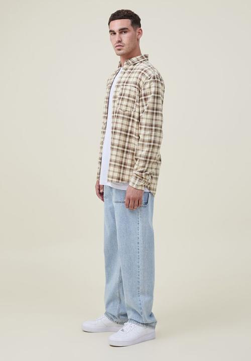 Cotton On - Boston long sleeve shirt - washed yellow check