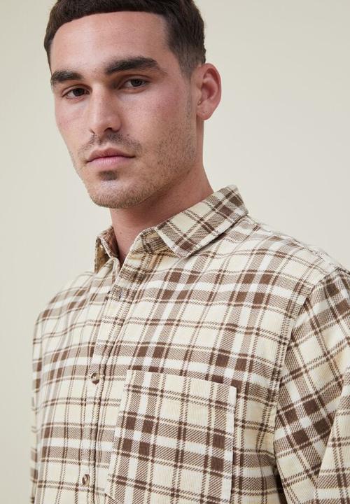 Cotton On - Boston long sleeve shirt - washed yellow check