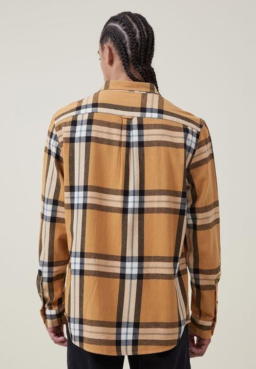 Cotton On - Boston long sleeve shirt - mustard big check