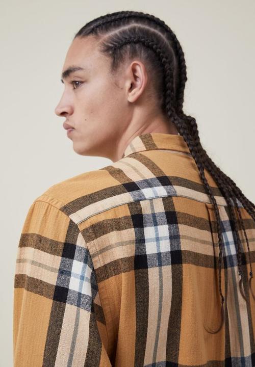 Cotton On - Boston long sleeve shirt - mustard big check