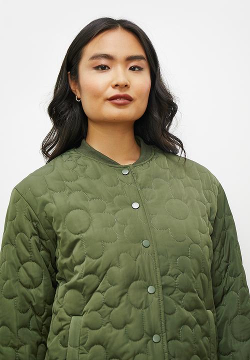 edit - Floral quilted puffer - new olive