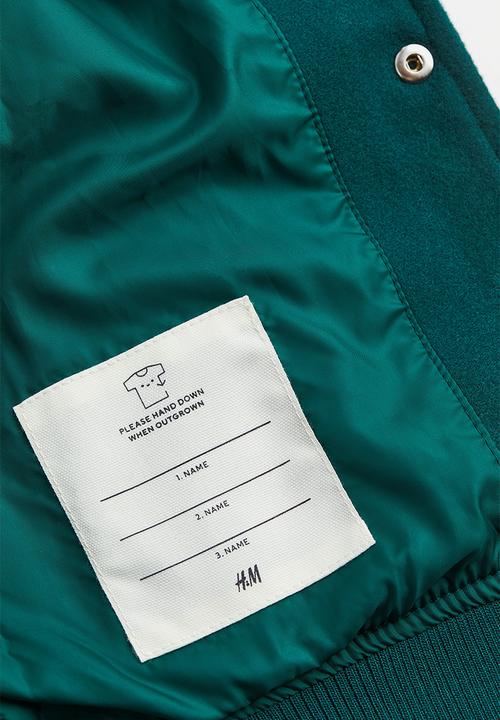 H&M - Appliquéd baseball jacket - dark green/dino squad