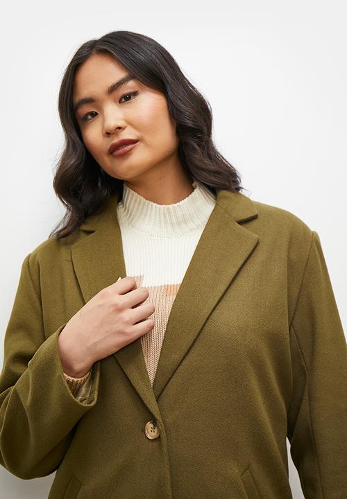 edit - Midi single breasted coat - olive