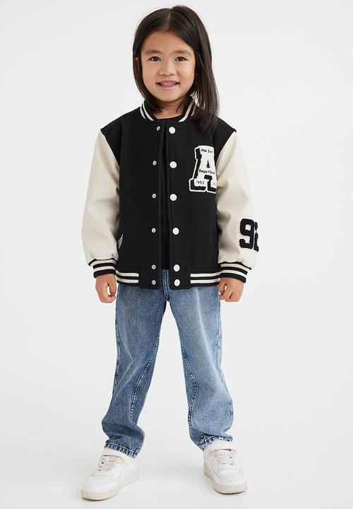 H&M - Appliquéd baseball jacket - black/new york