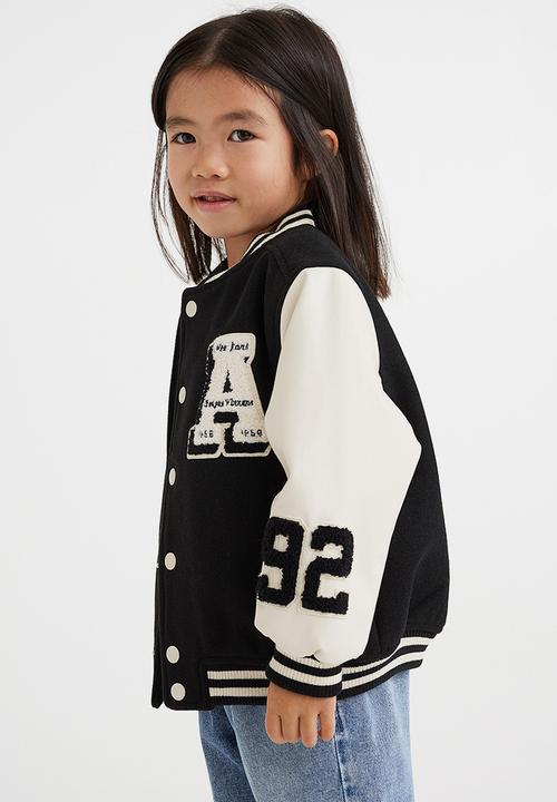H&M - Appliquéd baseball jacket - black/new york