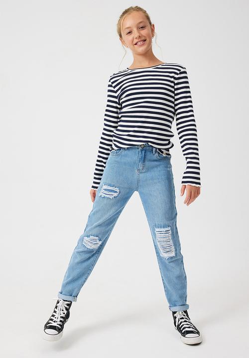 Cotton On - Jemma crew - vanilla/navy blazer stripe