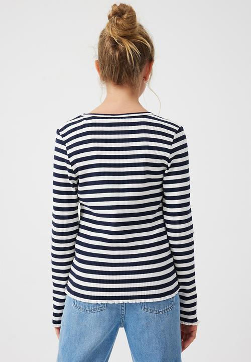 Cotton On - Jemma crew - vanilla/navy blazer stripe