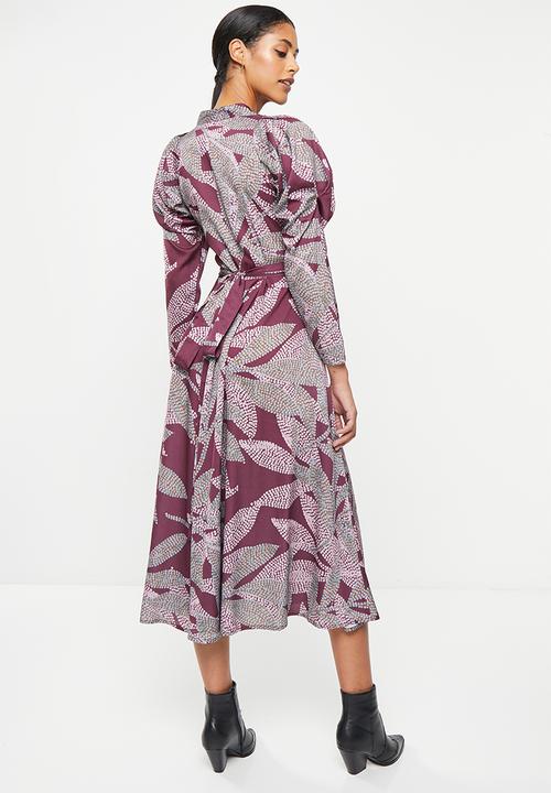AMANDA LAIRD CHERRY - Villiera dress - maroon / taupe / blush floral