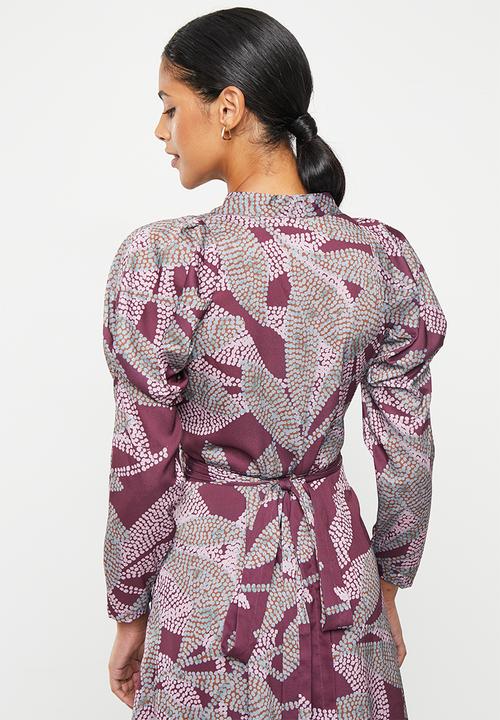 AMANDA LAIRD CHERRY - Villiera dress - maroon / taupe / blush floral