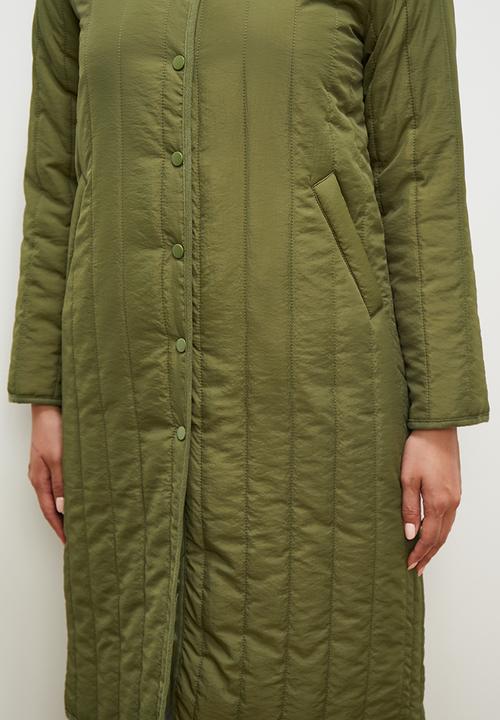 edit - Collarless puffer coat - olive