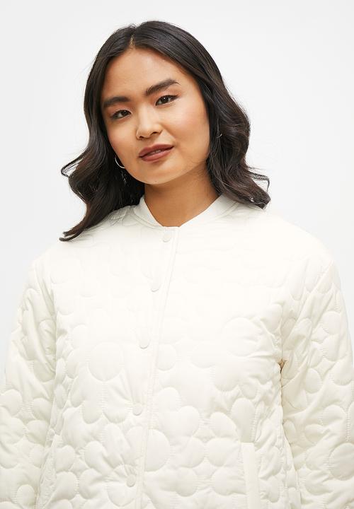 edit - Floral quilted puffer - ecru