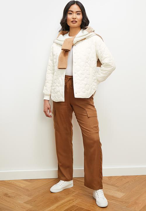 edit - Floral quilted puffer - ecru