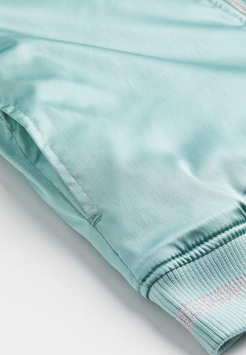 H&M - Sequin-motif satin bomber jacket - light turquoise/rabbit