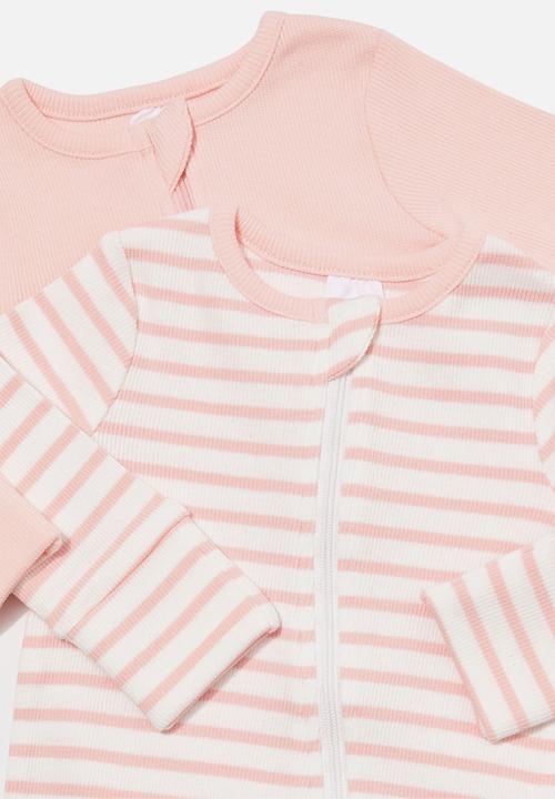 Cotton On - 2 Pack essentials zip romper - pinky
