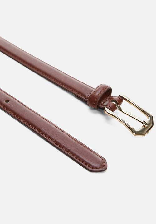 MANGO - Rectangular buckle belt - brown