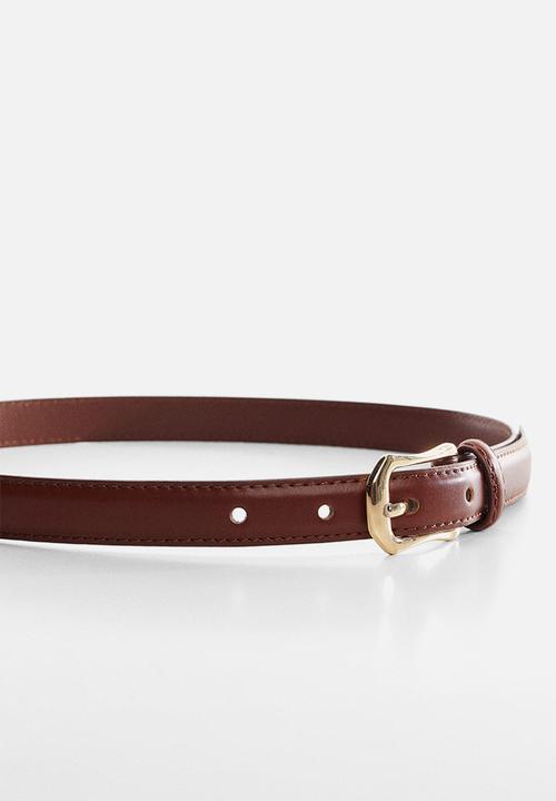 MANGO - Rectangular buckle belt - brown