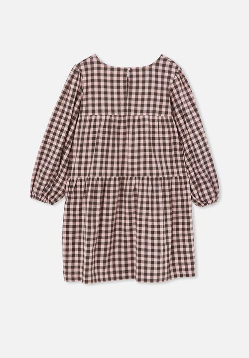 Cotton On - Julia long sleeve dress - marshmallow gingham