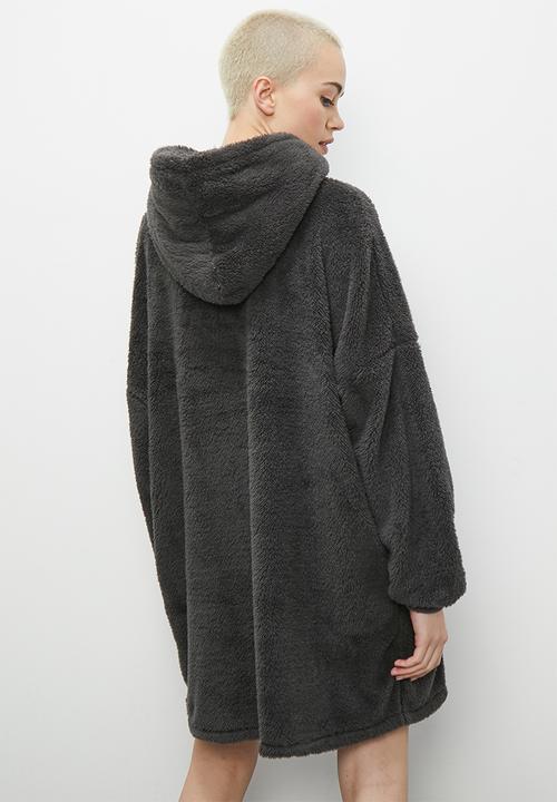 Blake - Plush sleep hoodie - dark grey