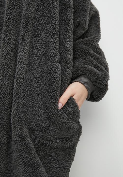 Blake - Plush sleep hoodie - dark grey
